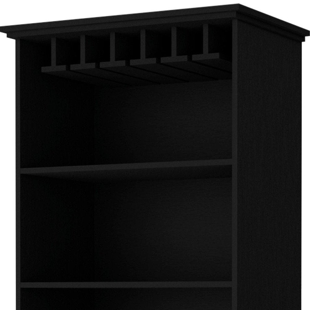 Black Wood Bar Cabinet with Two Doors - 70-inch