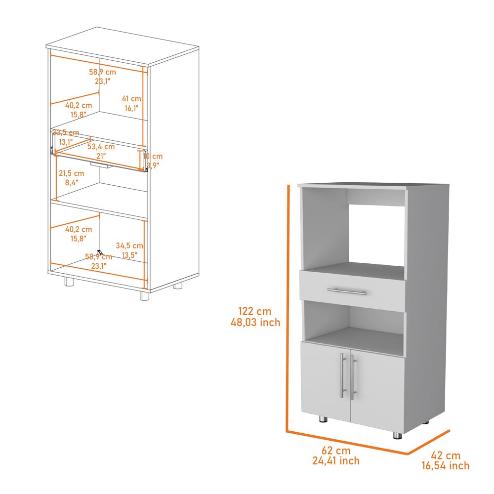 White Wood Pantry or Storage Closet - 17-inch