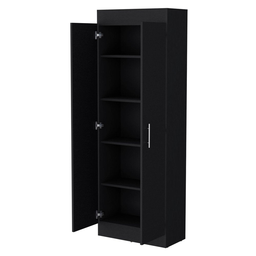 Black Wood Pantry or Storage Closet - 67-inch