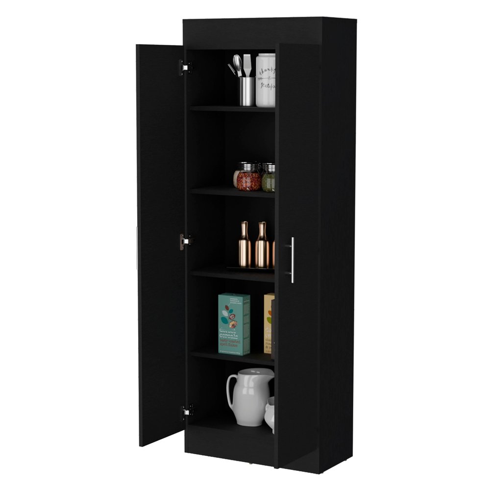 Black Wood Pantry or Storage Closet - 67-inch