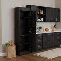 Black Wood Pantry or Storage Closet - 67-inch