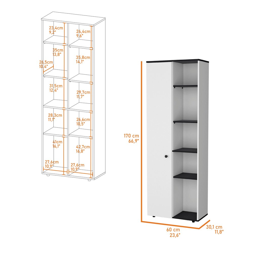 Black and White Wood Pantry or Storage Closet - 67-inch