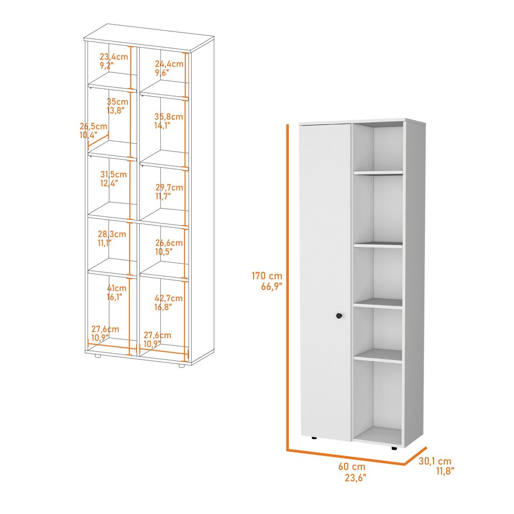 White Wood Pantry or Storage Closet - 67-inch