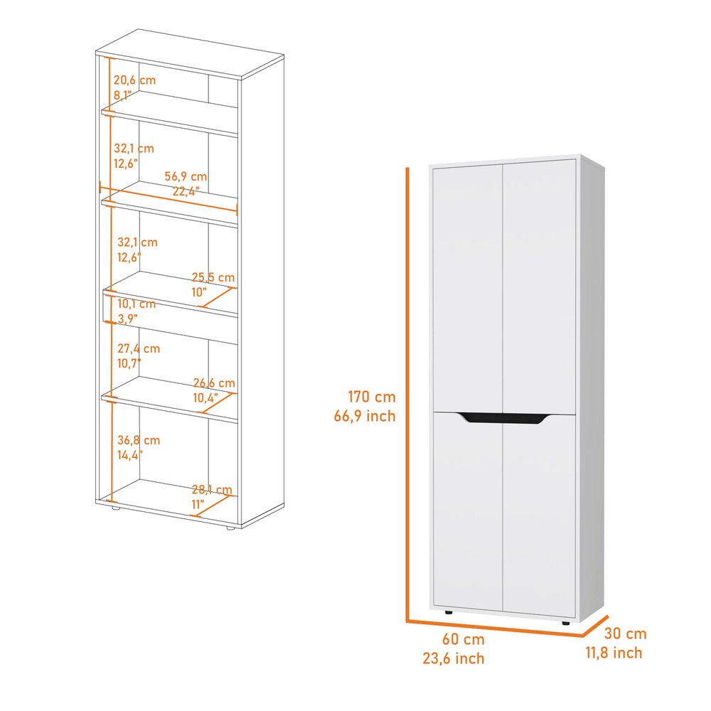 Black and White Wood Pantry or Storage Closet - 67-inch