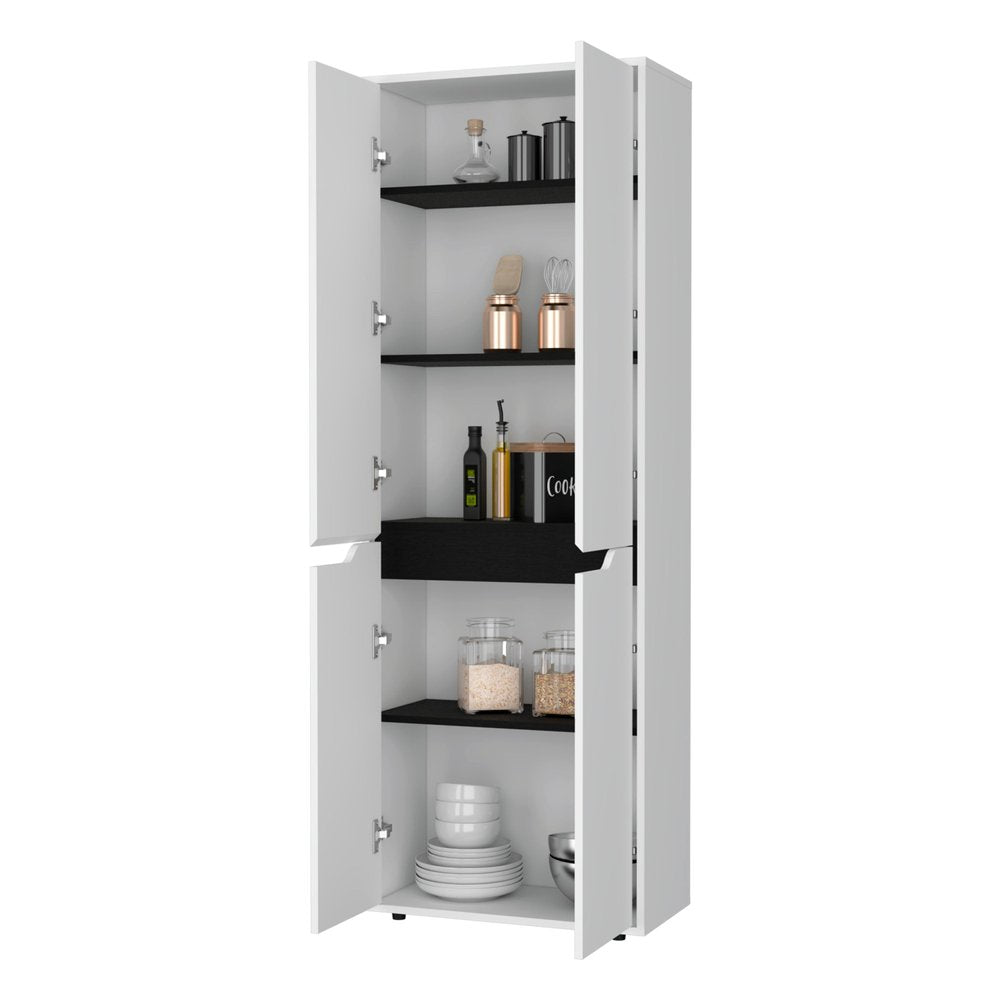 Black and White Wood Pantry or Storage Closet - 67-inch