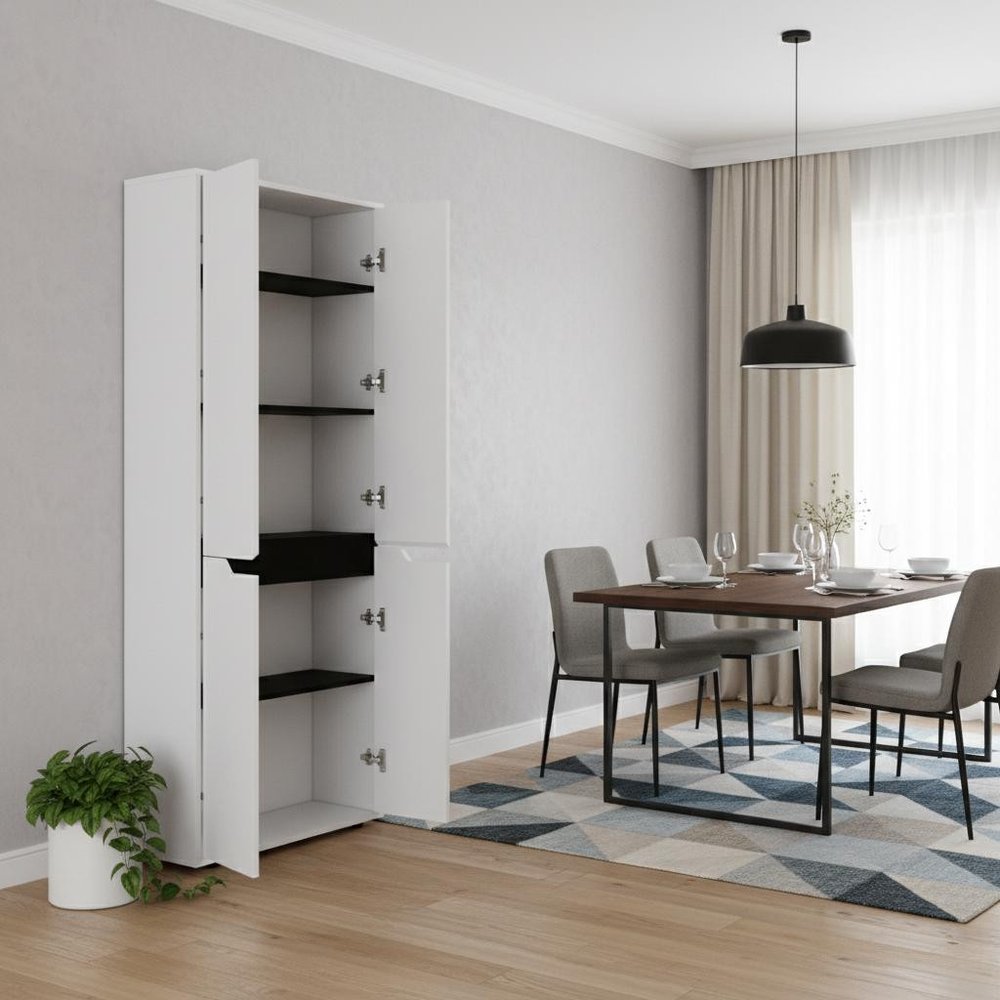 Black and White Wood Pantry or Storage Closet - 67-inch