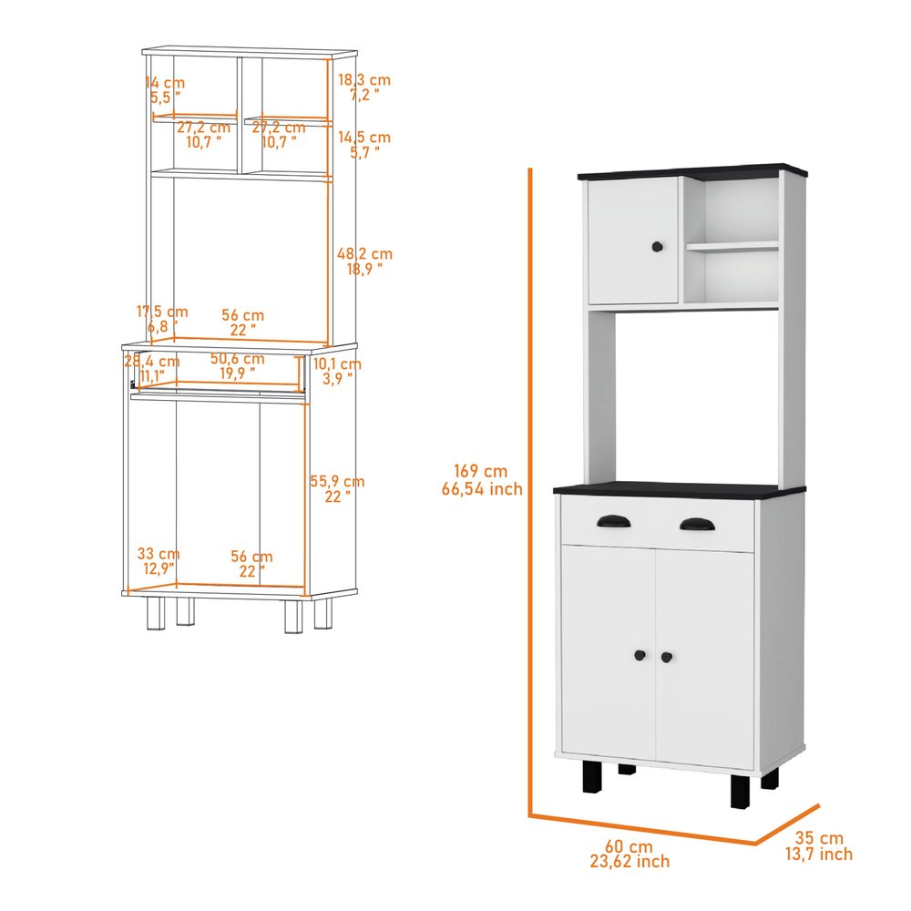 Black and White Wood Pantry or Storage Closet - 67-inch
