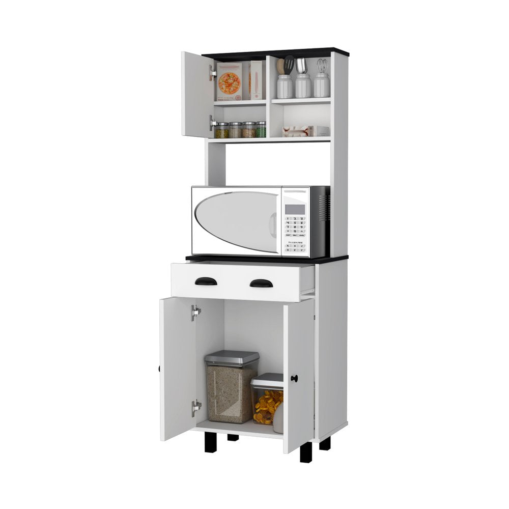 Black and White Wood Pantry or Storage Closet - 67-inch
