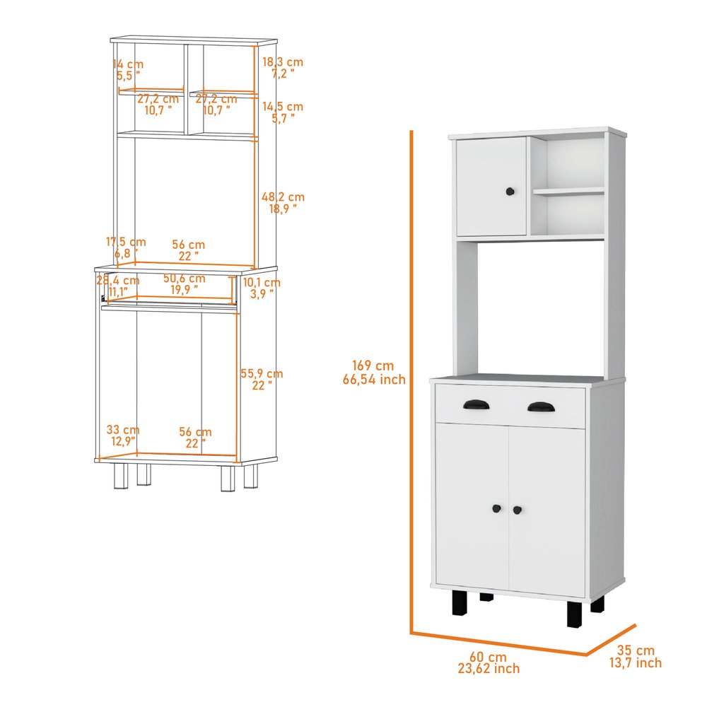White Wood Pantry or Storage Closet - 67-inch