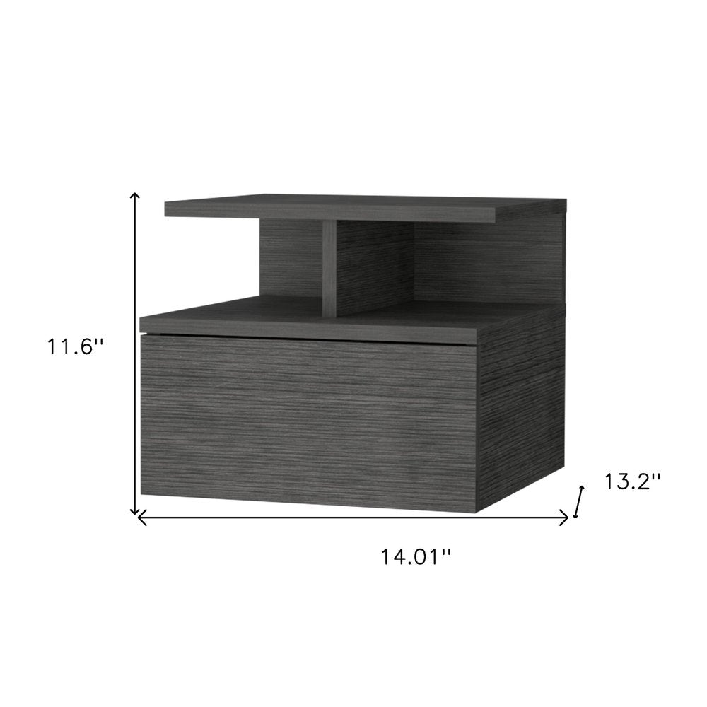 Gray Wood One Drawer Floating Nightstand - 12-inch