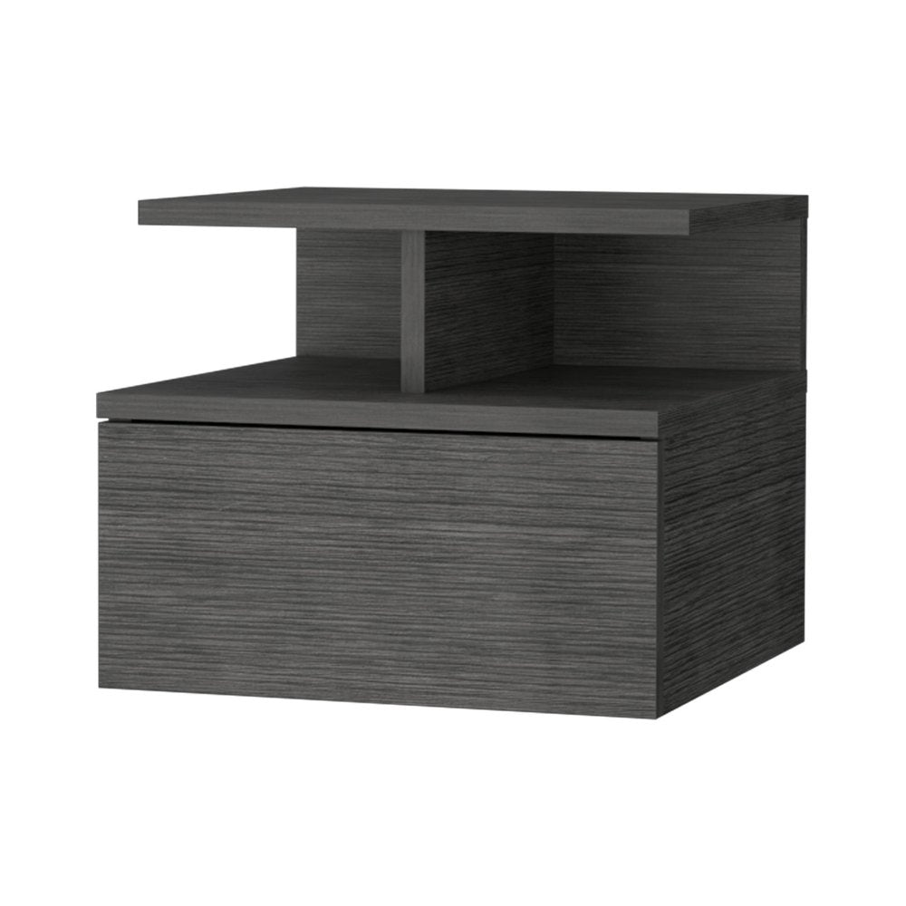 Gray Wood One Drawer Floating Nightstand - 12-inch
