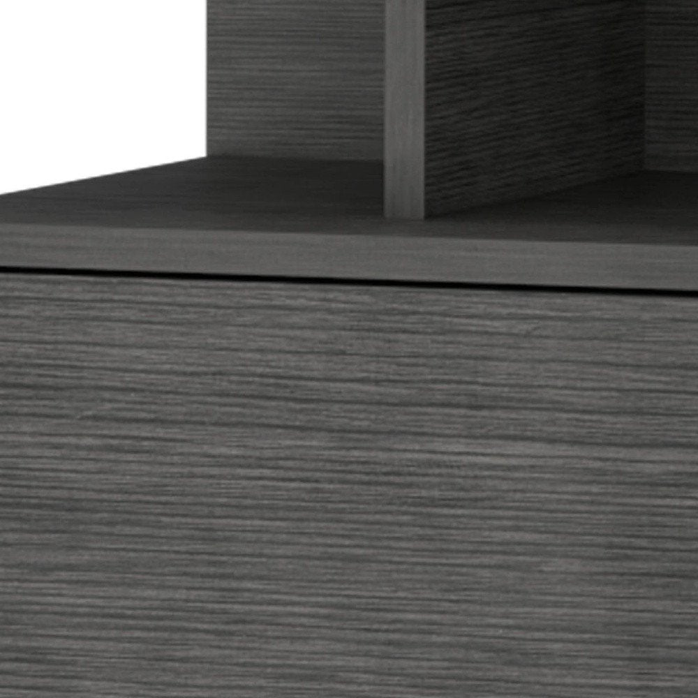 Gray Wood One Drawer Floating Nightstand - 12-inch