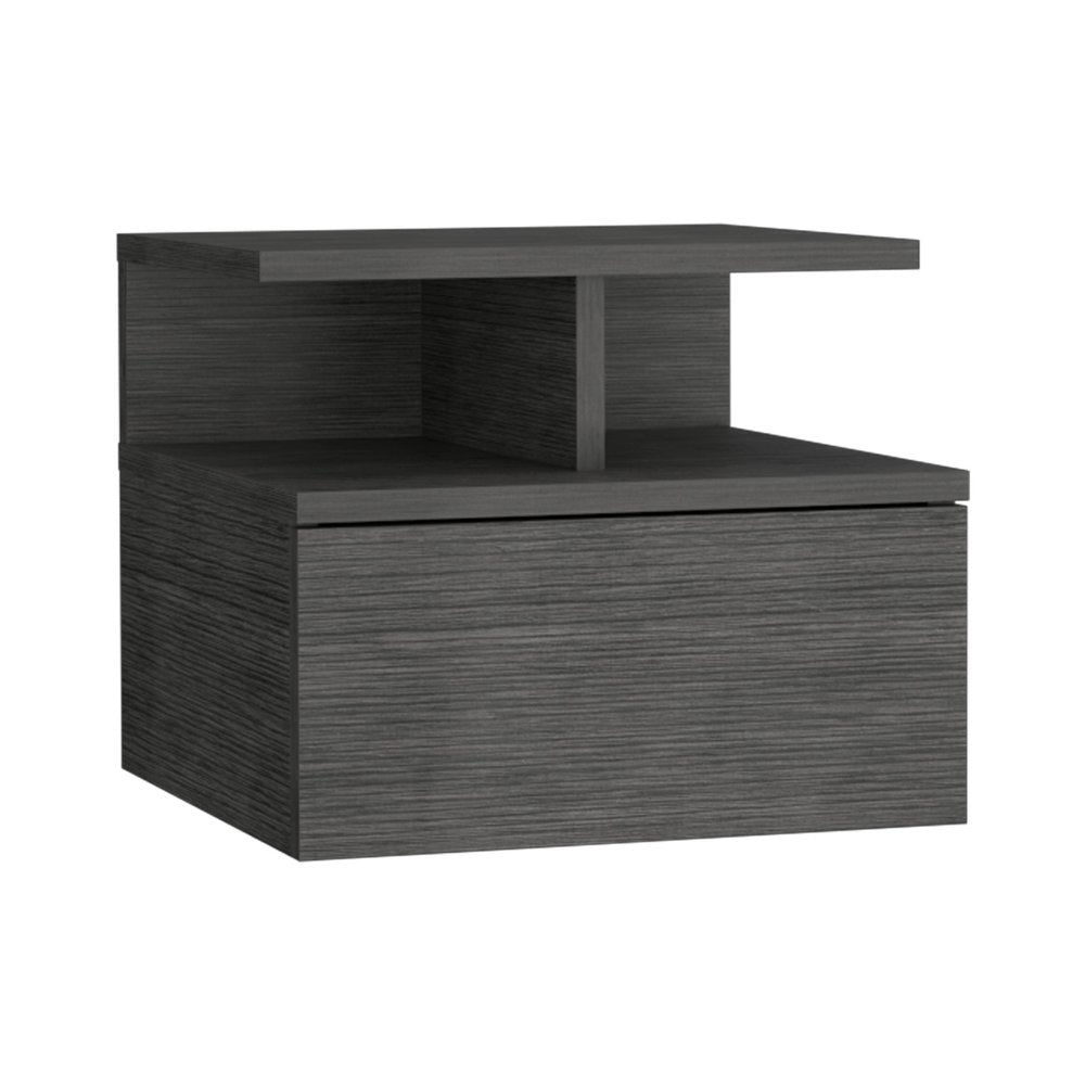 Gray Wood One Drawer Floating Nightstand - 12-inch