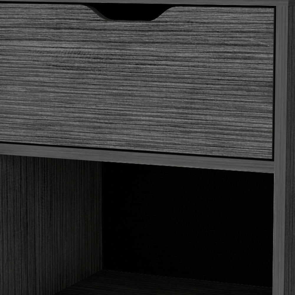 Gray Wood One Drawer Nightstand - 20-inch