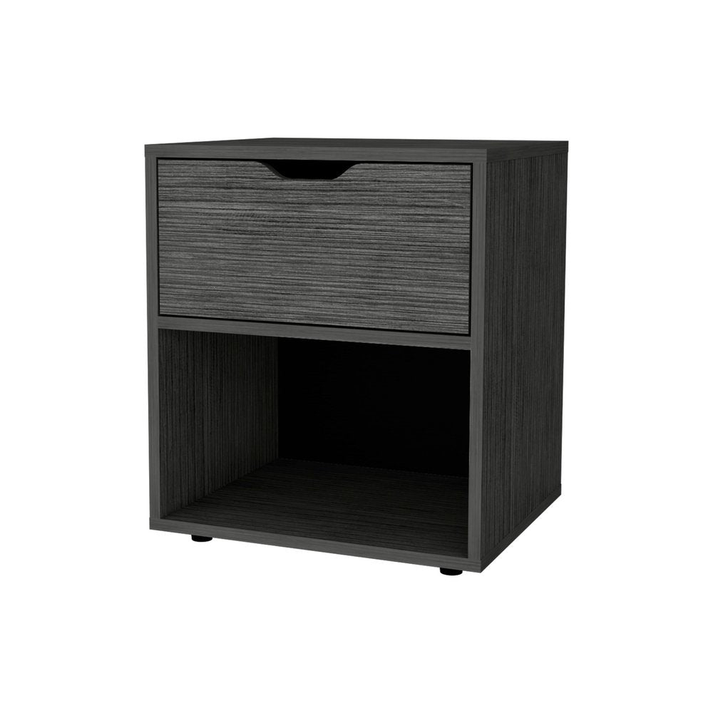 Gray Wood One Drawer Nightstand - 20-inch