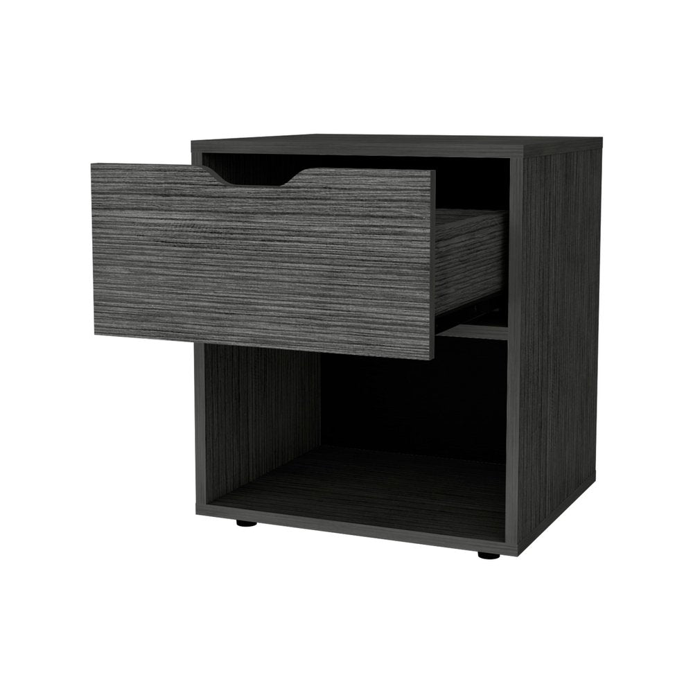 Gray Wood One Drawer Nightstand - 20-inch