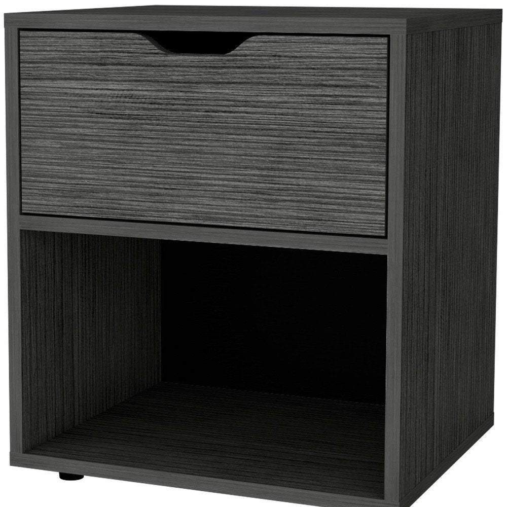 Gray Wood One Drawer Nightstand - 20-inch