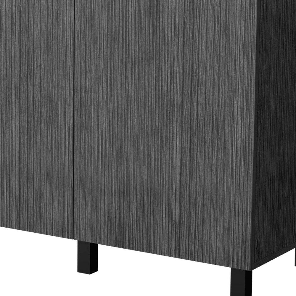 Gray and Silver Stainless Steel and Wood Utility Cabinet with Sink