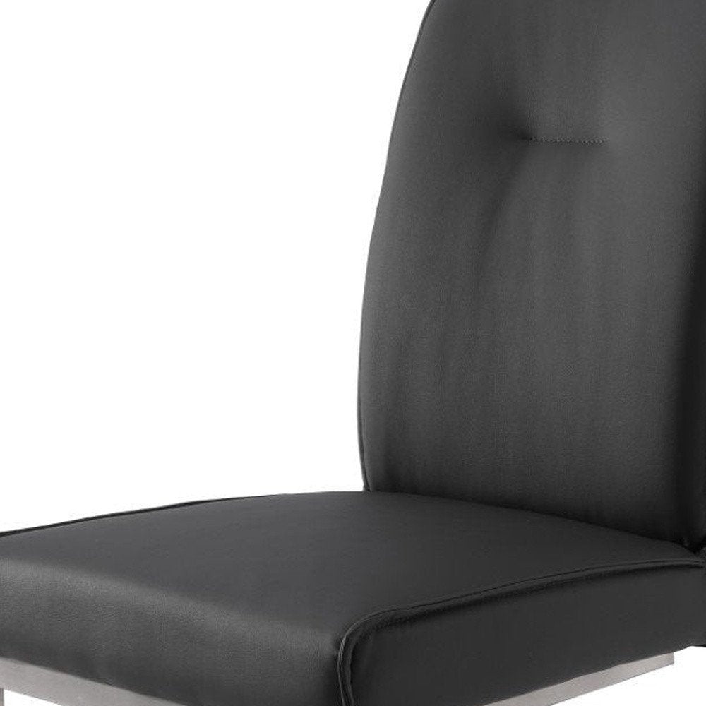 Set of Two Gray and Silver Faux Leather Dining Side Chairs