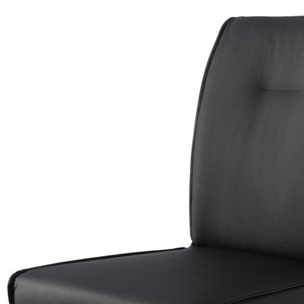 Set of Two Black and Silver Faux Leather Dining Side Chairs