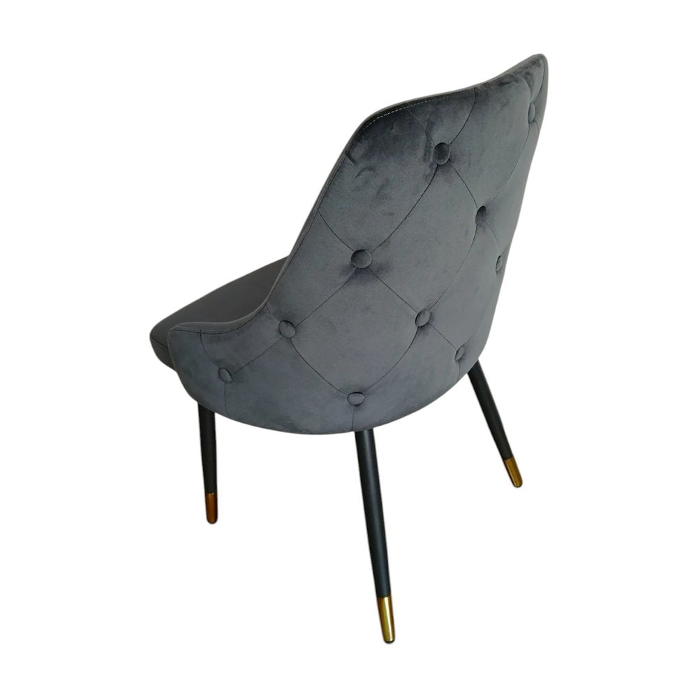 Set of Two Gray and Black Fabric Dining Side Chairs