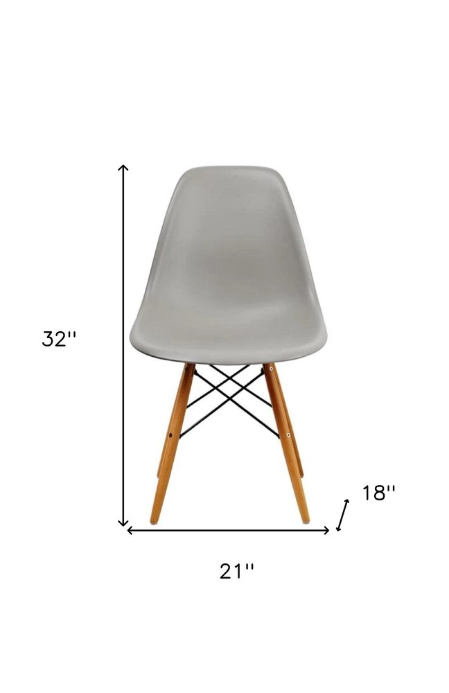 Set of Two Gray and Brown Wood and Heavy Duty Plastic Dining Side Chairs