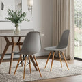 Set of Two Gray and Brown Wood and Heavy Duty Plastic Dining Side Chairs