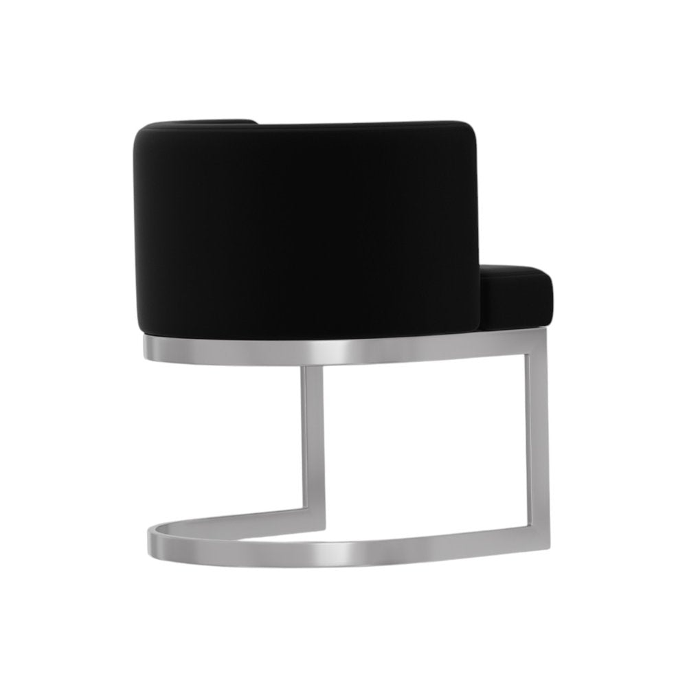 Black and Silver Fabric Wing Back Dining Side Chair