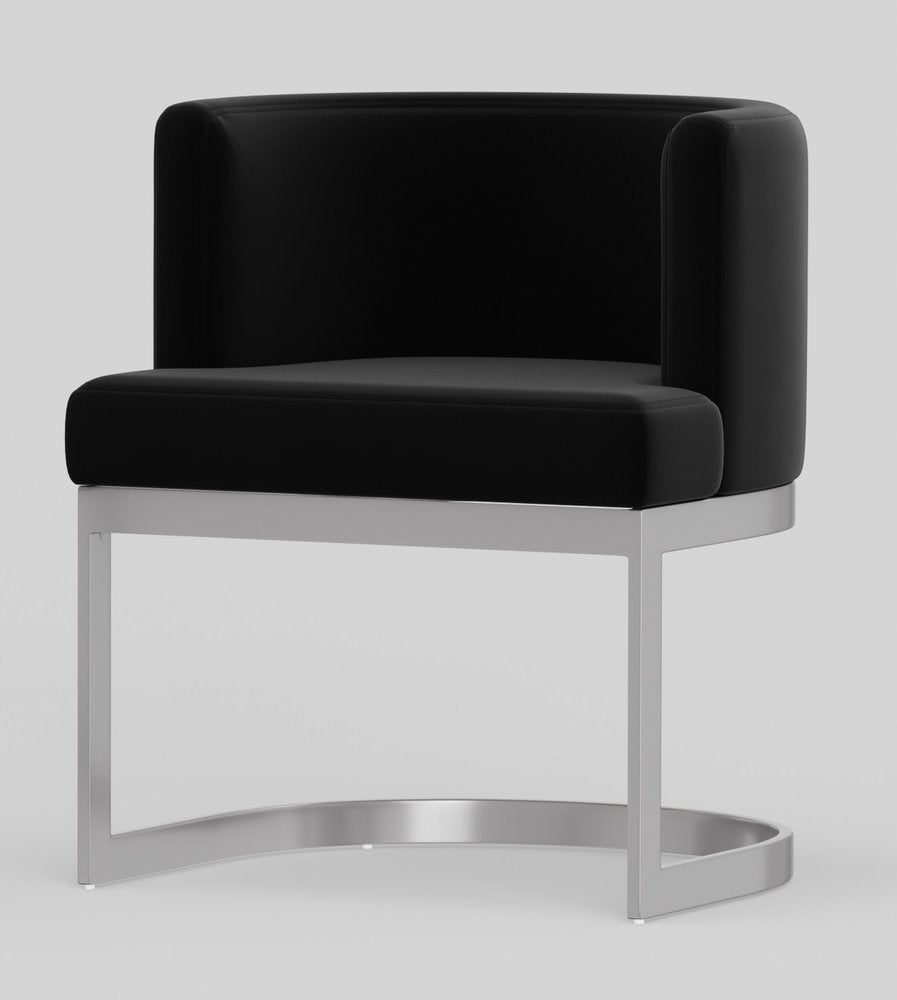 Black and Silver Fabric Wing Back Dining Side Chair