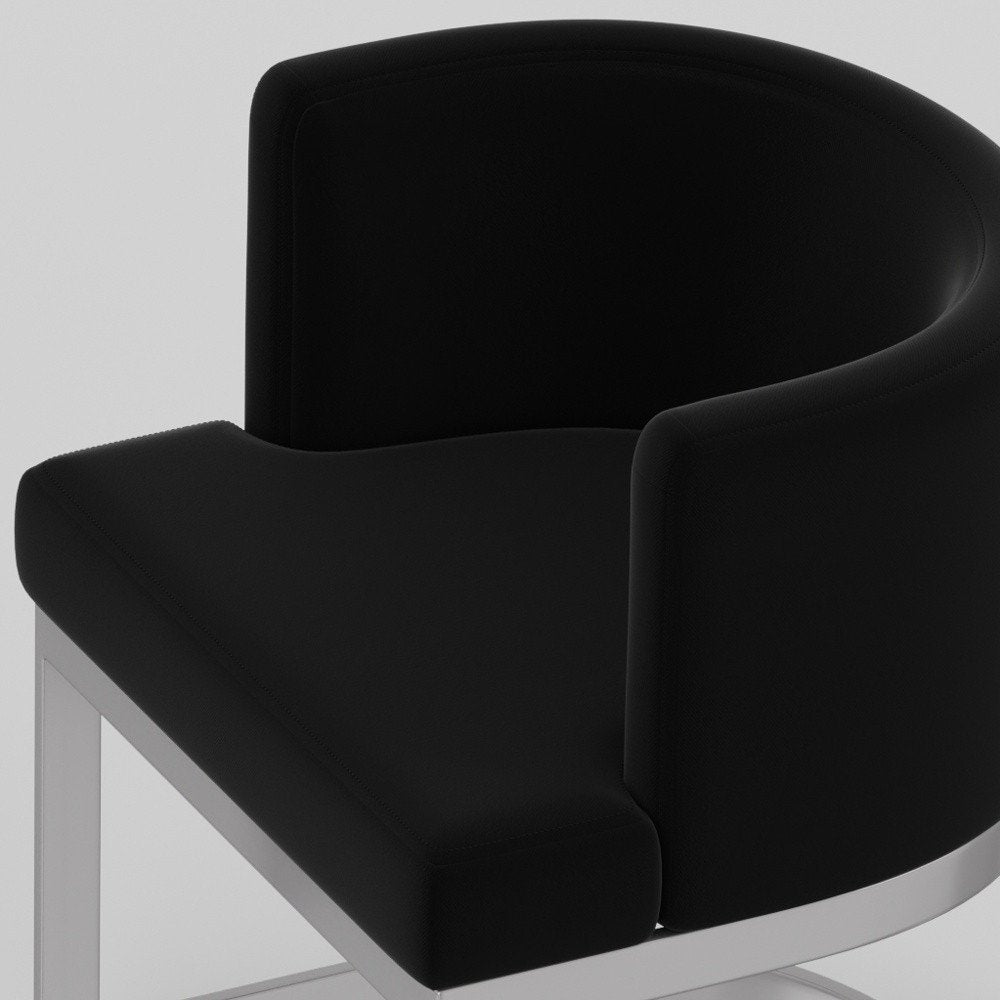 Black and Silver Fabric Wing Back Dining Side Chair