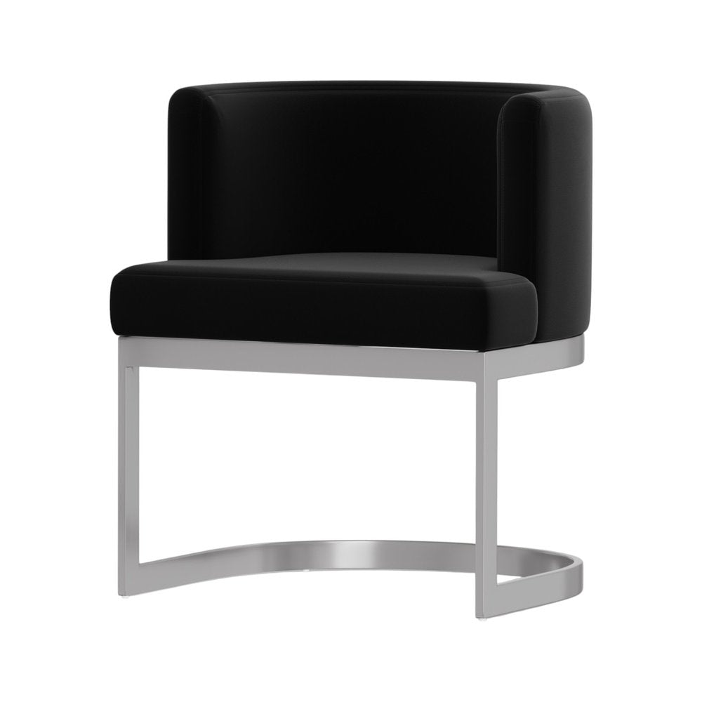 Black and Silver Fabric Wing Back Dining Side Chair