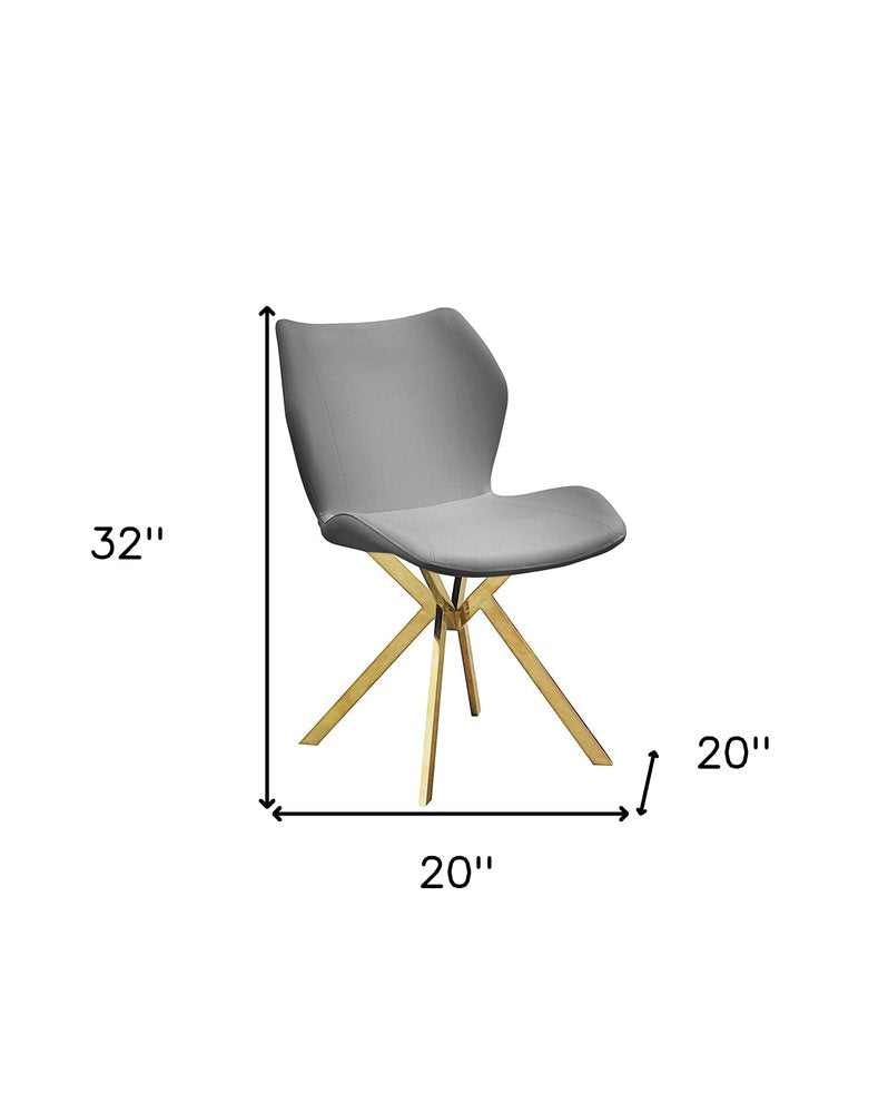Set of Four Gray and Gold Faux Leather Dining Side Chairs