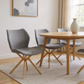 Set of Four Gray and Gold Faux Leather Dining Side Chairs