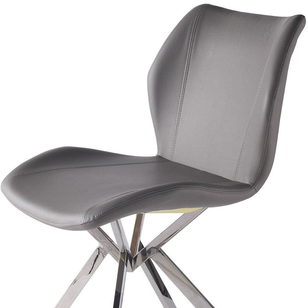 Set of Four Gray and Silver Faux Leather Dining Side Chairs