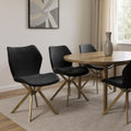Set of Four Black and Gold Faux Leather Dining Side Chairs