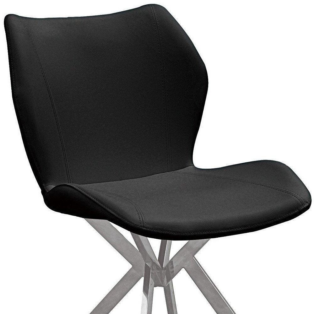 Set of Four Black and Silver Faux Leather Dining Side Chairs