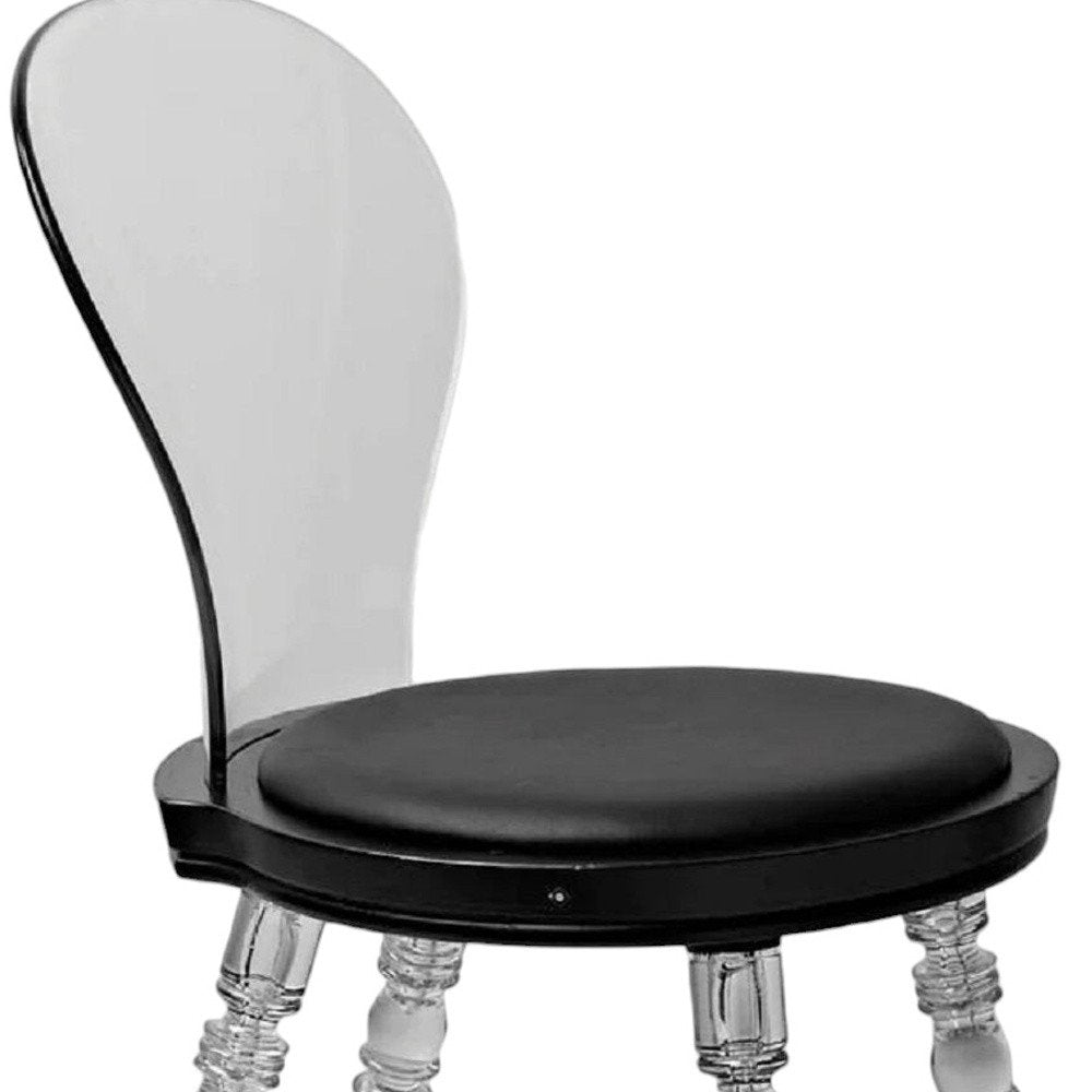 Black and Clear Faux Leather Dining Side Chair