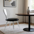 Black and Clear Faux Leather Dining Side Chair