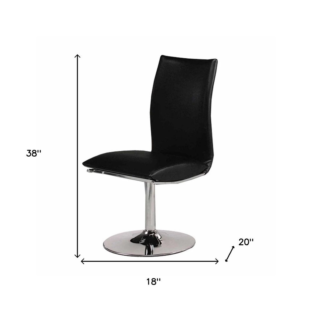 Set of Two Black and Silver Faux Leather Dining Side Chairs