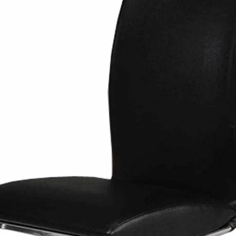 Set of Two Black and Silver Faux Leather Dining Side Chairs