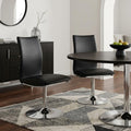 Set of Two Black and Silver Faux Leather Dining Side Chairs