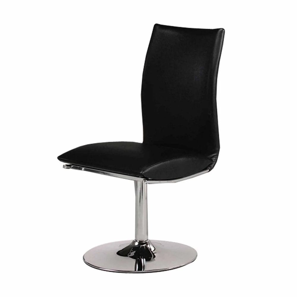 Set of Two Black and Silver Faux Leather Dining Side Chairs