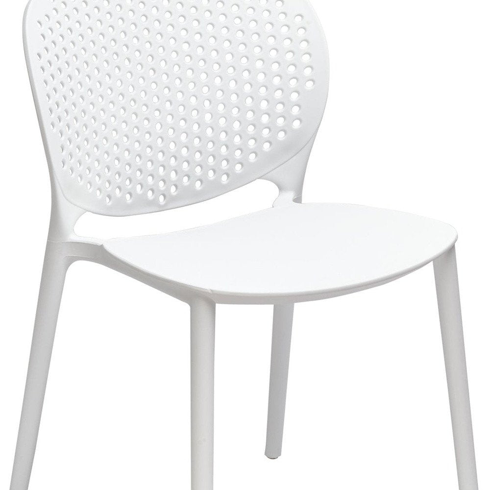 Set of Four White Heavy Duty Plastic Dining Side Chairs