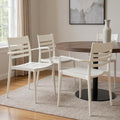 Set of Four White Heavy Duty Plastic Ladder Back Dining Arm Chairs