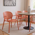 Set of Four Orange Heavy Duty Plastic Dining Arm Chairs