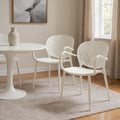 Set of Four White Heavy Duty Plastic Dining Arm Chairs