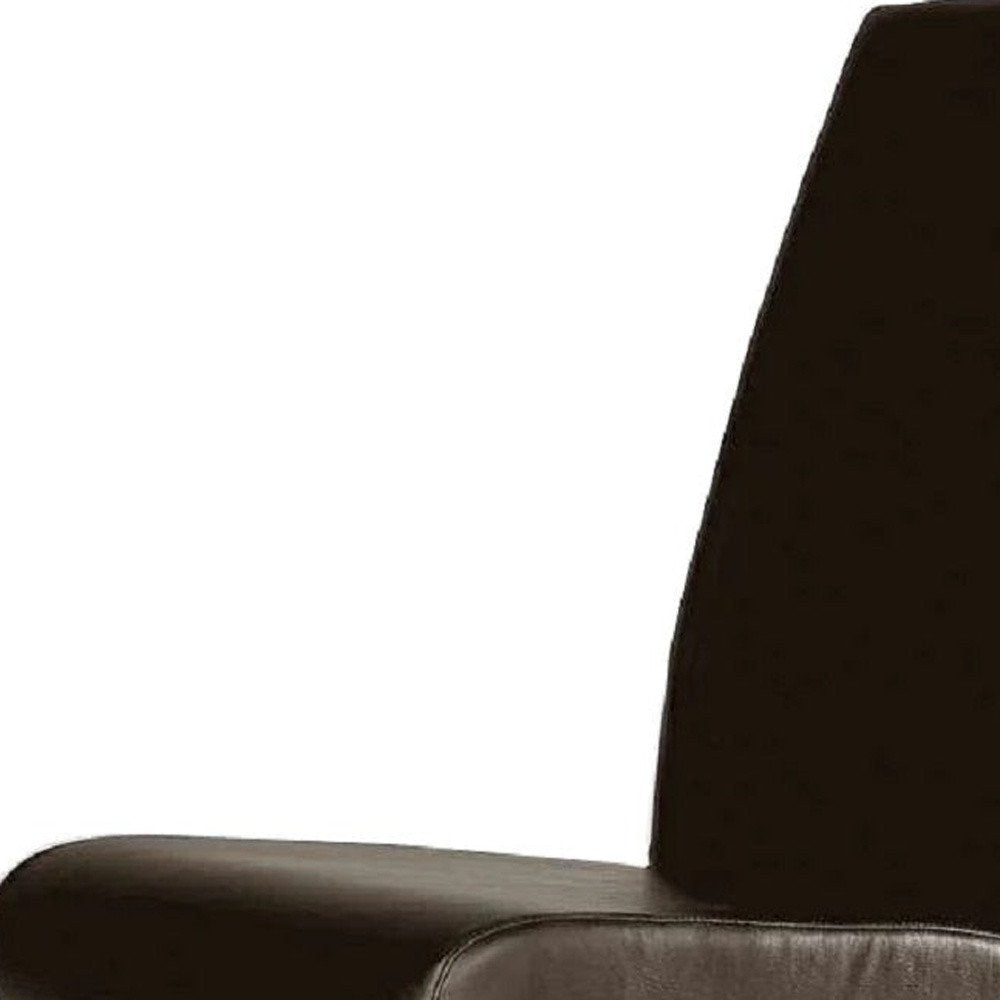 Set of Two Brown and Silver Faux Leather Dining Side Chairs