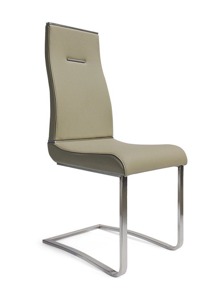 Set of Two Gray and Silver Faux Leather Dining Side Chairs