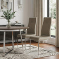 Set of Two Gray and Silver Faux Leather Dining Side Chairs