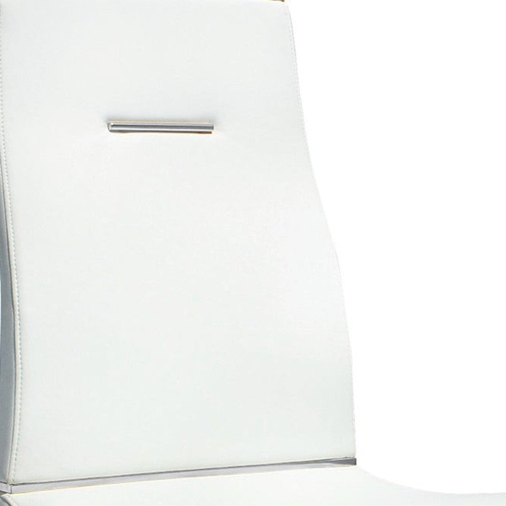 Set of Two White and Silver Faux Leather Dining Side Chairs